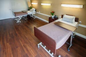 A patient's skilled nursing care room at Balboa Nursing and Rehabilitation.