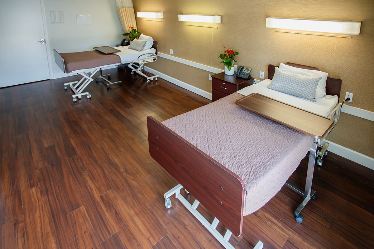 A patient's skilled nursing care room at Balboa Nursing and Rehabilitation.